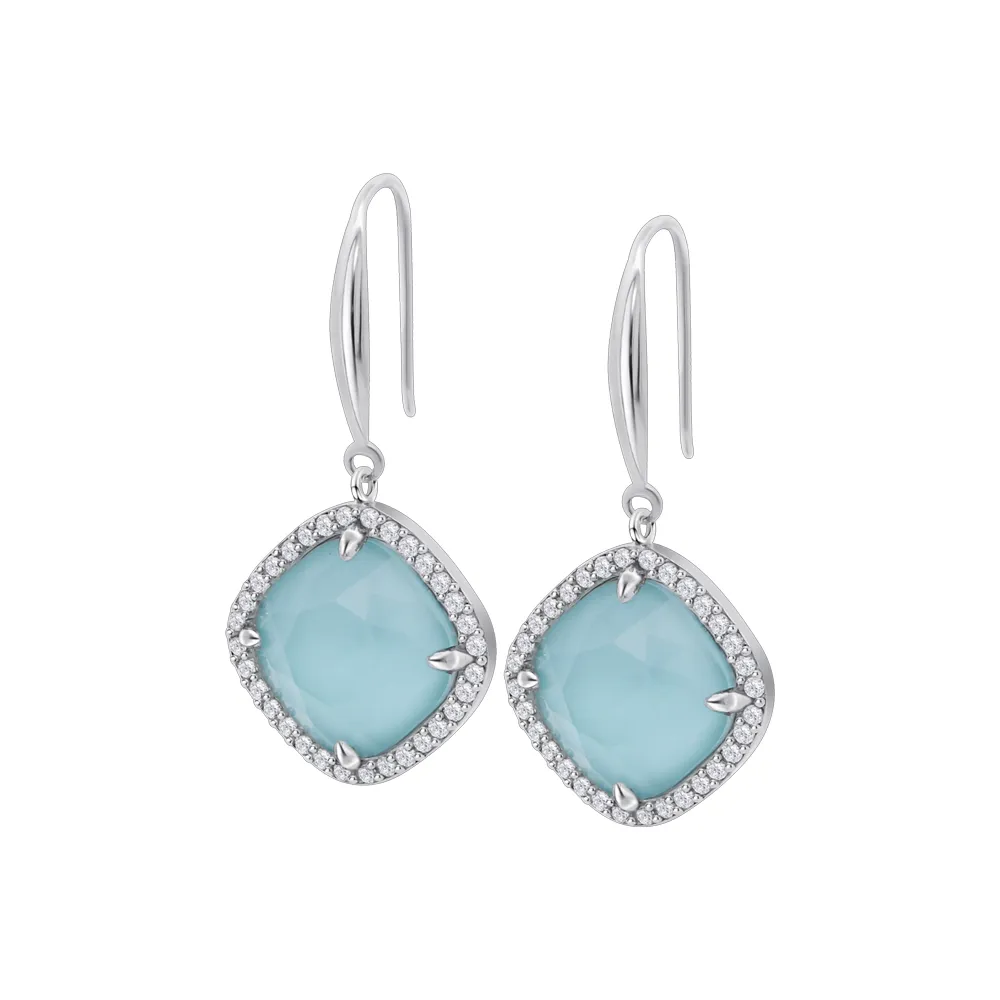 Cercei Suspendați din argint cu Cubic Zirconia Incolor, Cubic Zirconia Albastru