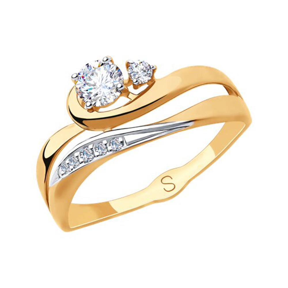 Inel din aur roșu cu pietre Cubic Zirconia Incolor