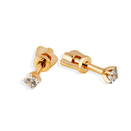 Серьги Пусеты из красного золота с камнями Фианит