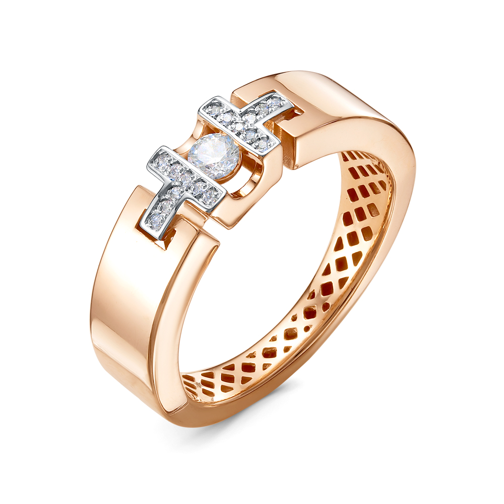 Inel din aur roșu cu pietre Cubic Zirconia Incolor