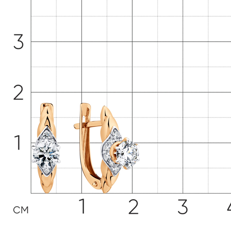 Cercei din aur roșu cu Cubic Zirconia Incolor
