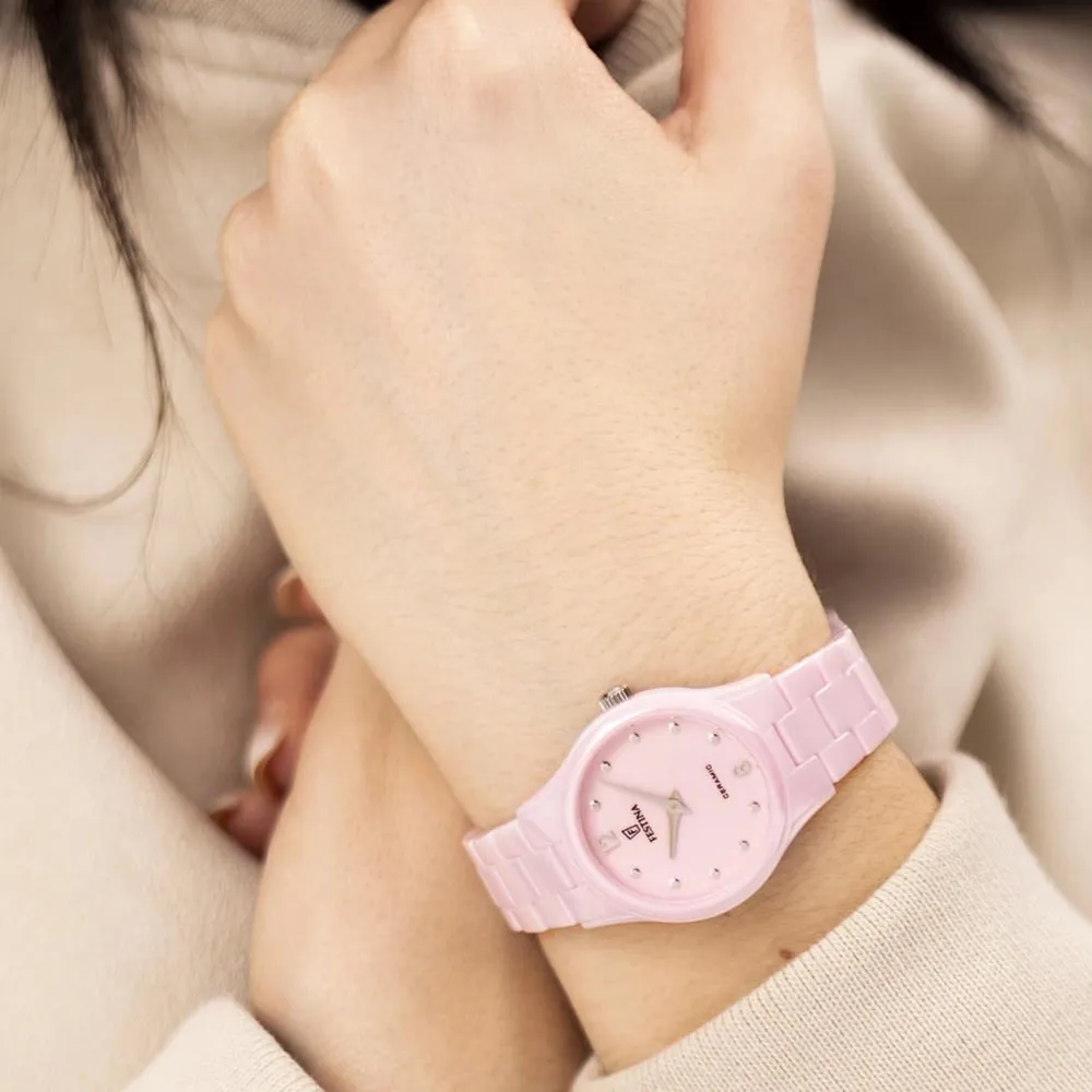 Ceas FESTINA cu pietre Ceramica roz