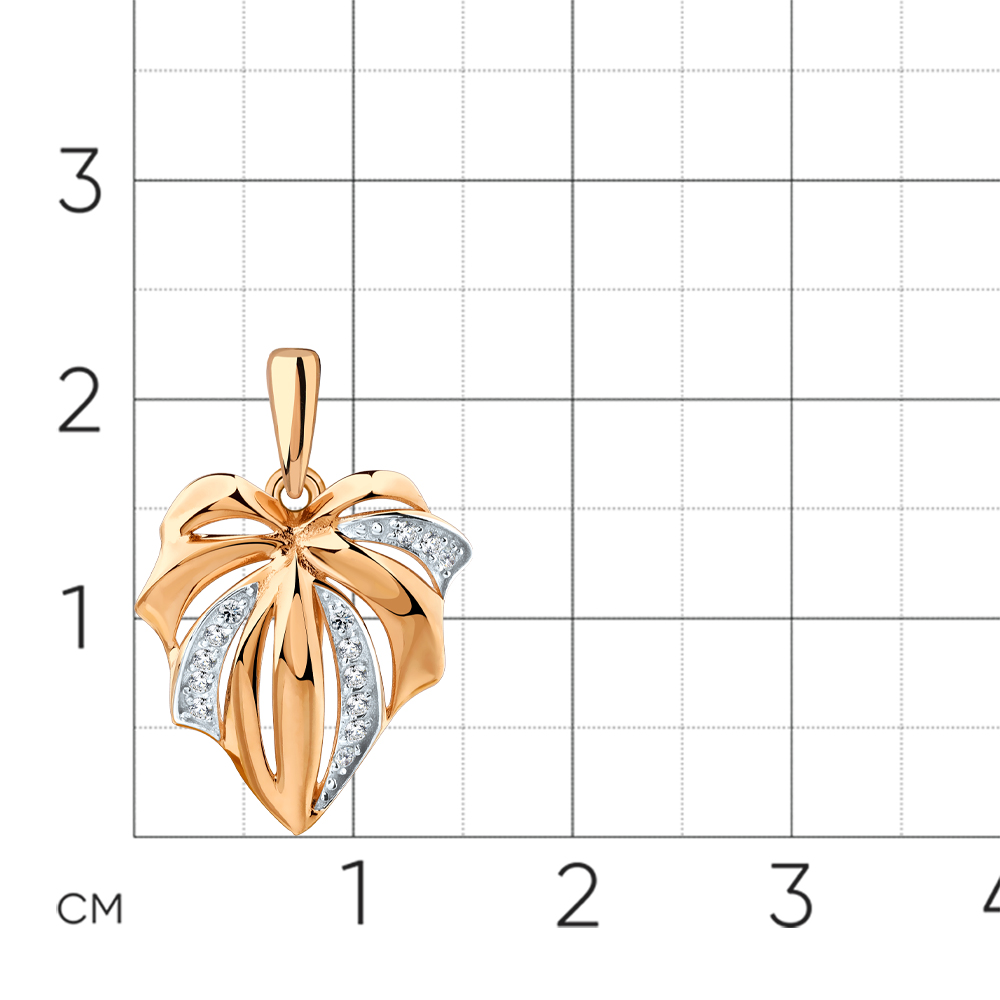 Pandantiv din aur roșu cu Cubic Zirconia Incolor