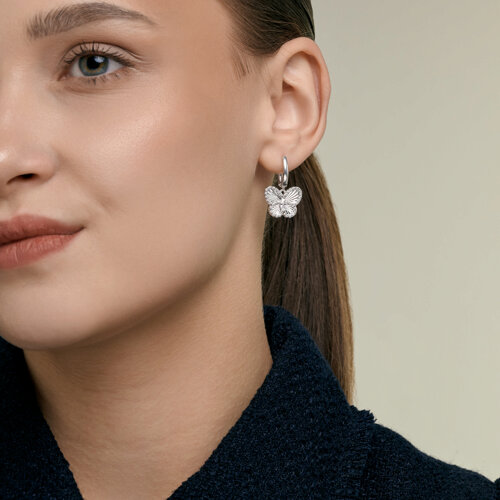 Серьги Длинные из серебра с камнями Фианит