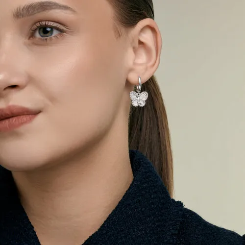 Серьги Длинные из серебра с камнями Фианит
