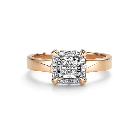 Кольцо из красного золота с камнями Бриллиант