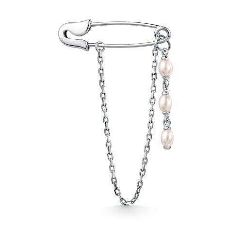 Брошь из серебра с камнями Жемчуг имит.