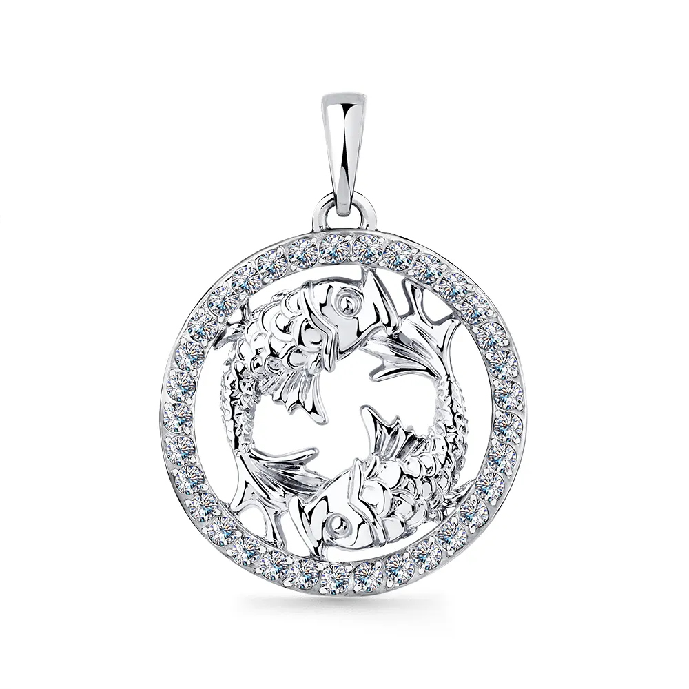 Pandantiv din aur alb cu Cubic Zirconia Incolor