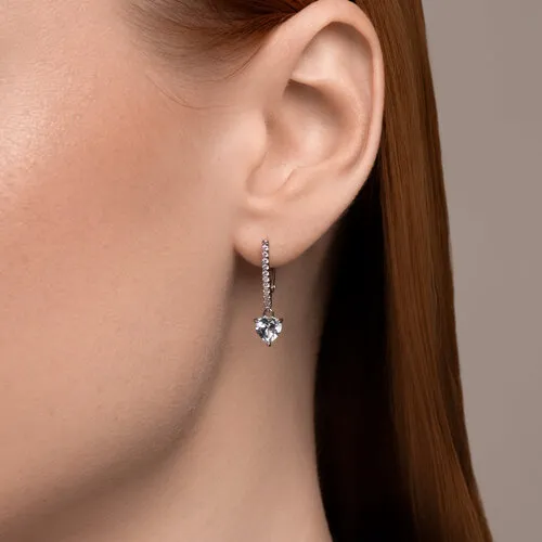Cercei Suspendați din argint cu Cubic Zirconia Incolor, Topaz albastru