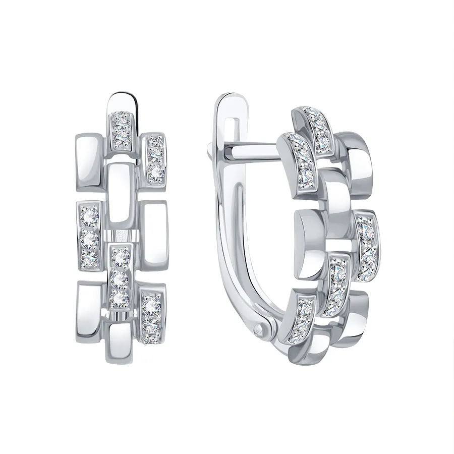 Cercei din aur alb cu Cubic Zirconia Incolor