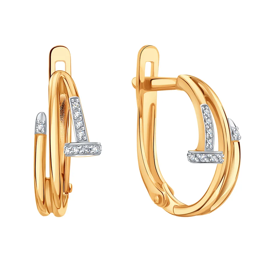 Cercei din aur roșu cu Cubic Zirconia Incolor