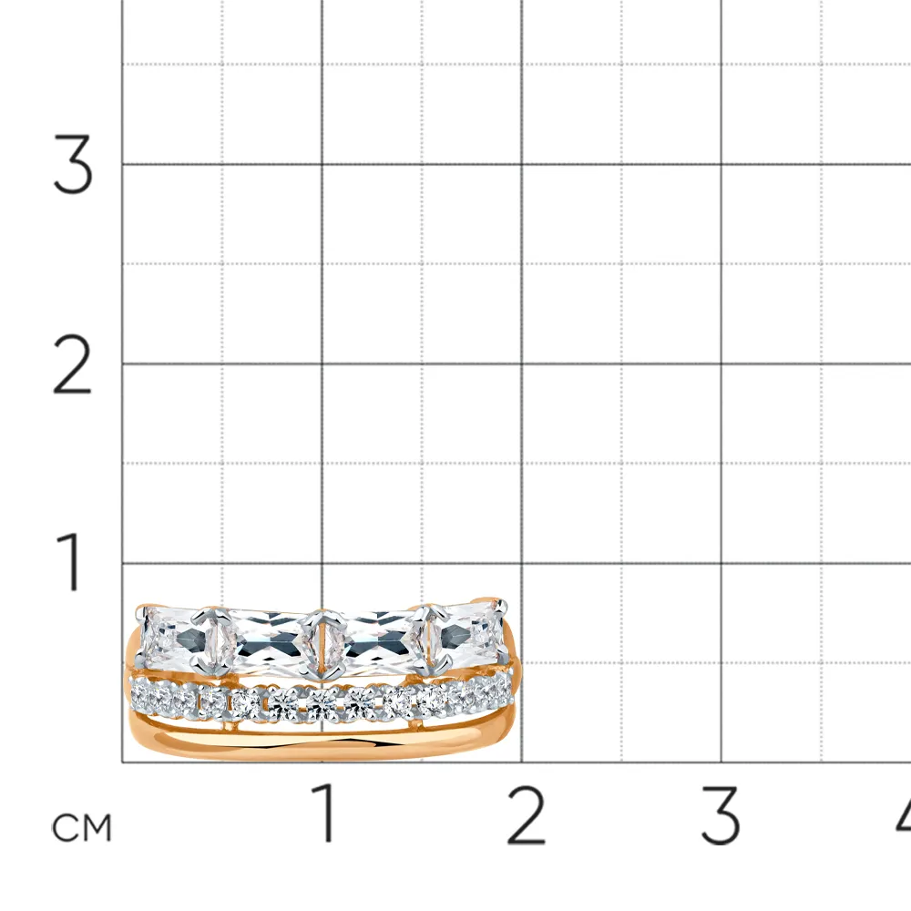 Inel din aur roșu cu Cubic Zirconia Incolor