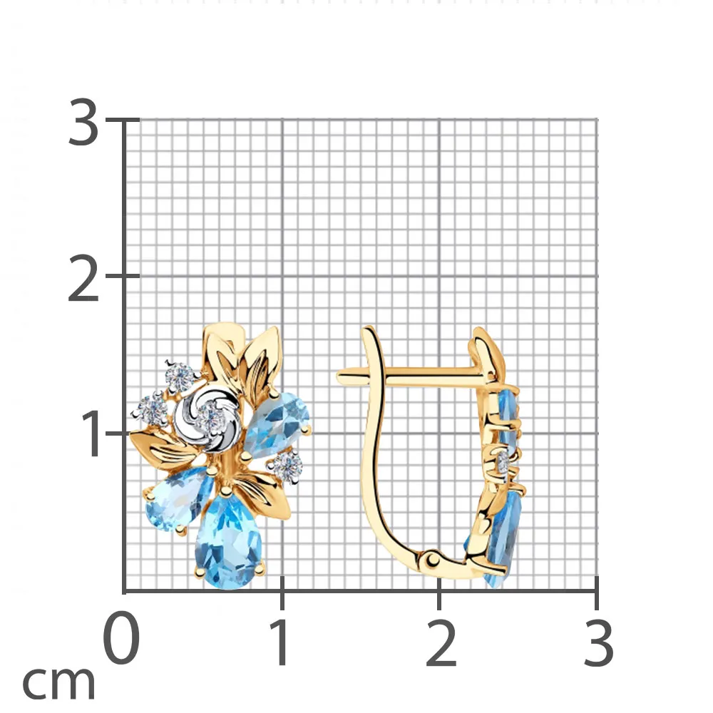 Cercei din aur roșu cu Cubic Zirconia Incolor, Topaz Swiss