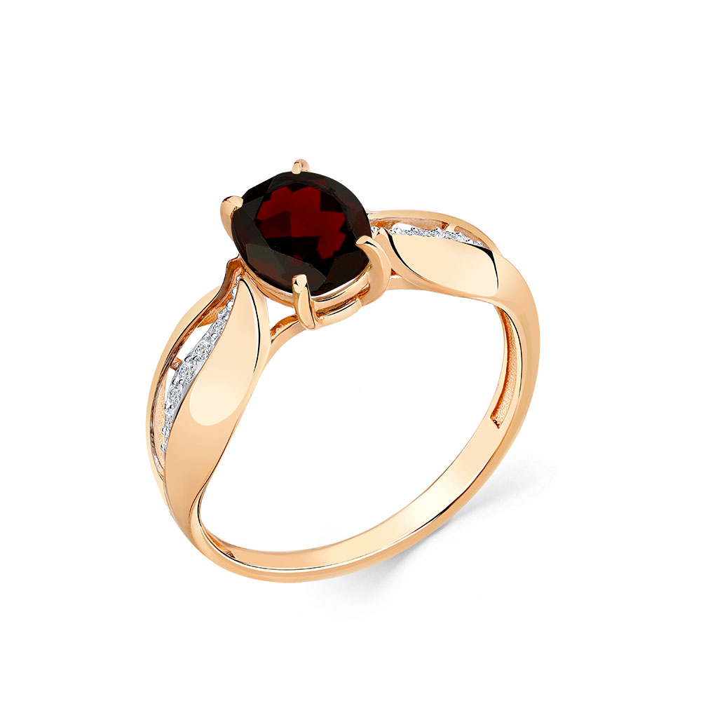 Inel din aur roșu cu pietre Cubic Zirconia Incolor, Granat