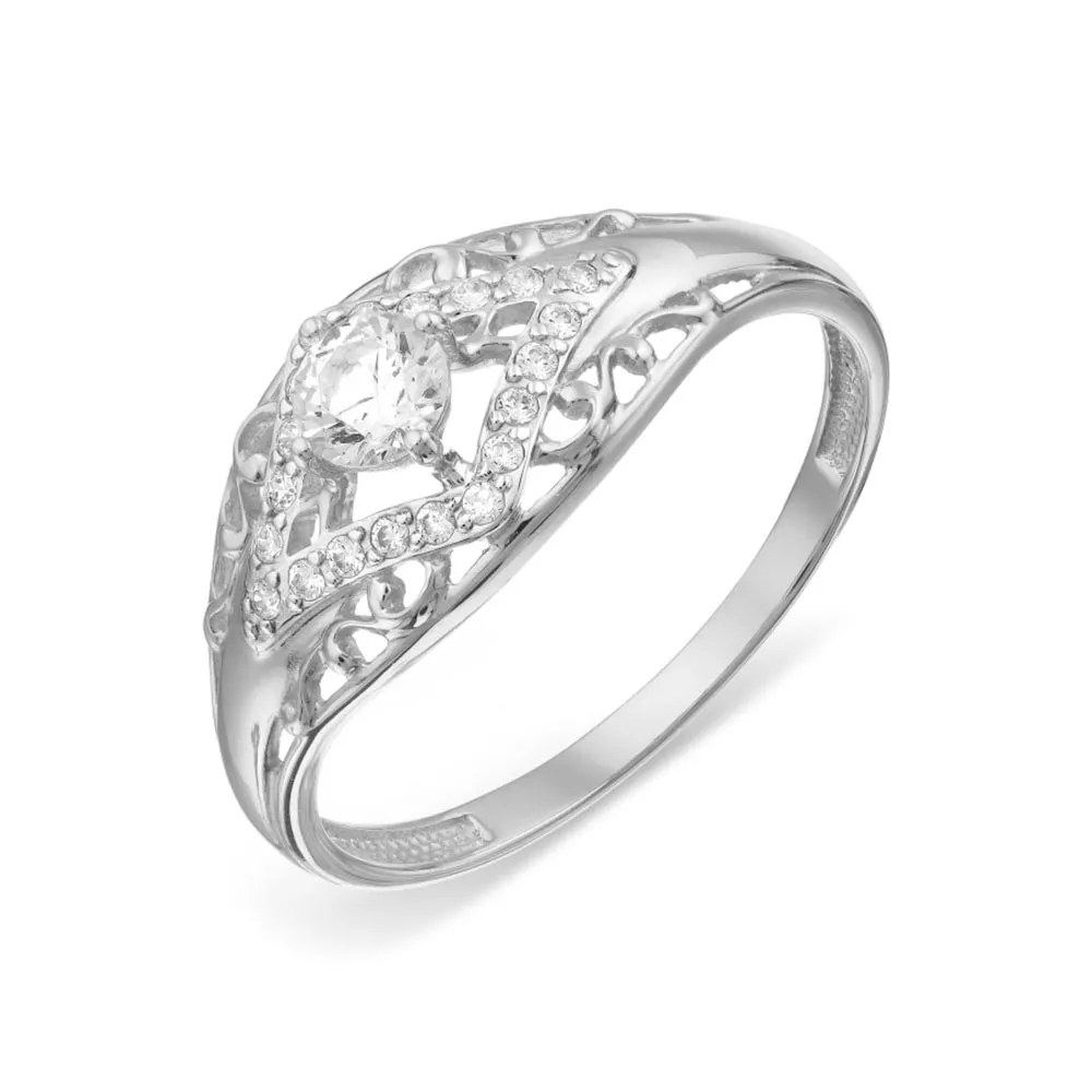 Inel din aur alb cu Cubic Zirconia Incolor