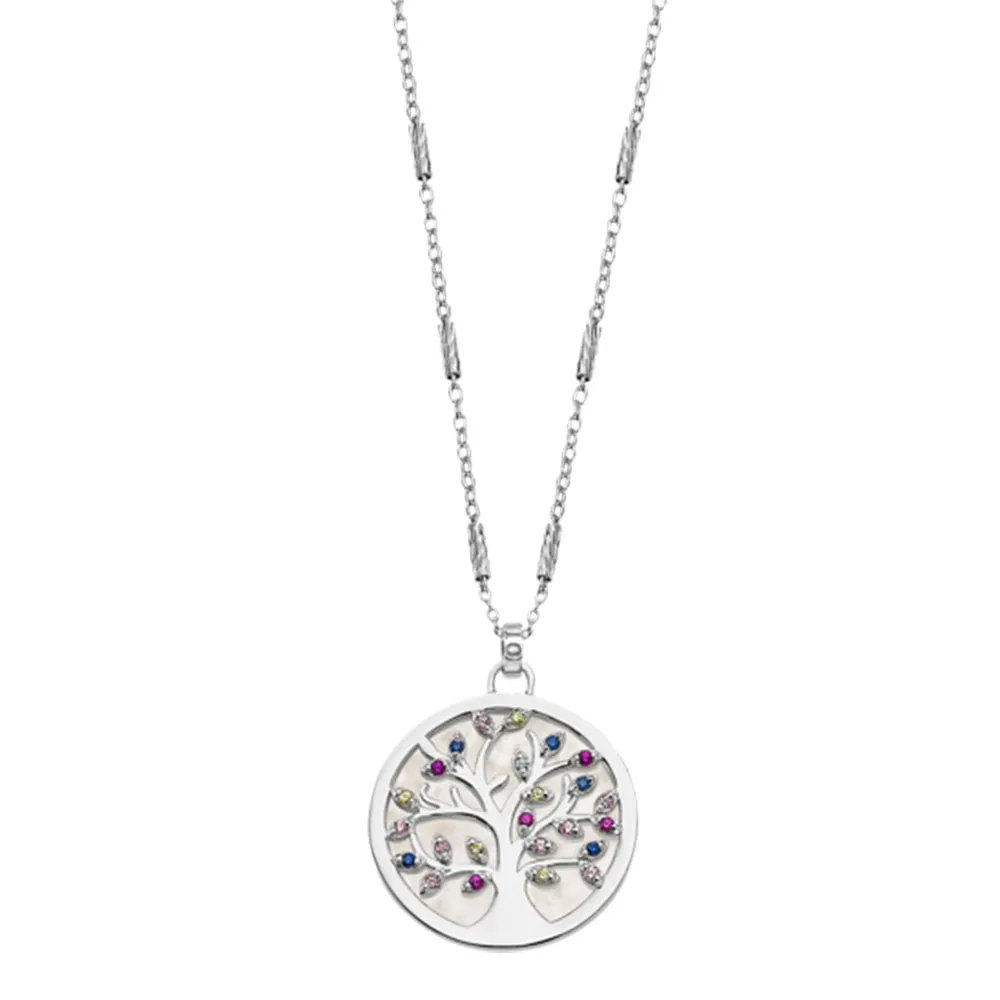 Colier din argint cu Cubic Zirconia Multicoloră, Sidef Alb