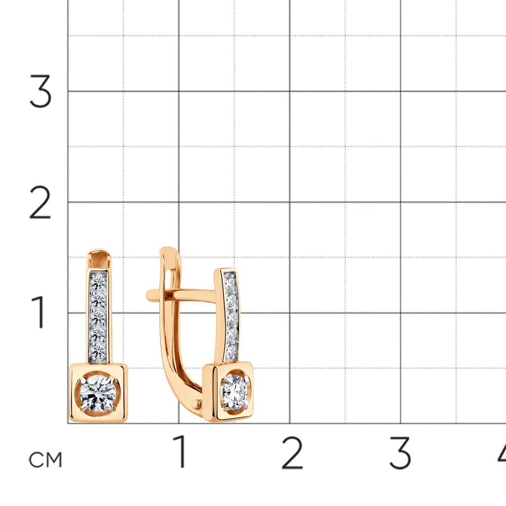 Cercei din aur roșu cu Cubic Zirconia Incolor