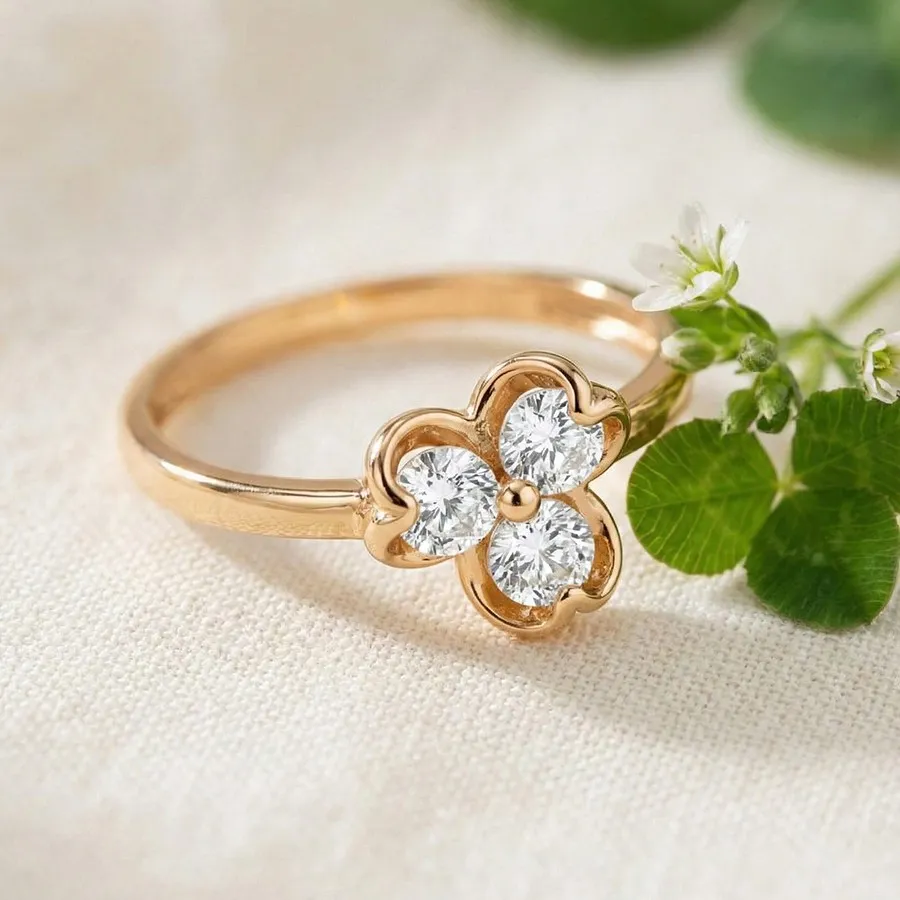 Inel din aur roșu cu Cubic Zirconia Incolor