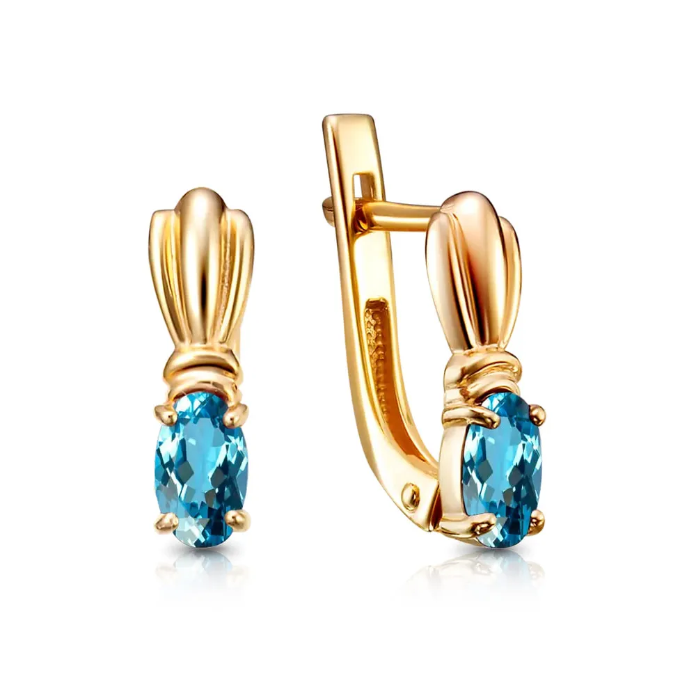 Cercei p-u copii din aur roșu cu Cubic Zirconia Albastru
