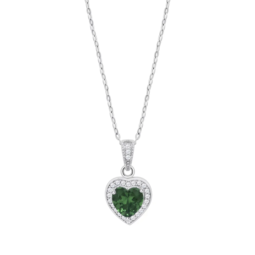 Colier din argint cu Cubic Zirconia Incolor, Cubic Zirconia Verde