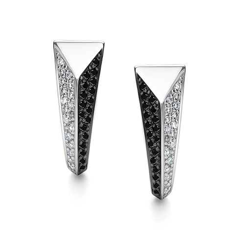 Серьги из белого золота с камнями Бриллиант, Черный бриллиант