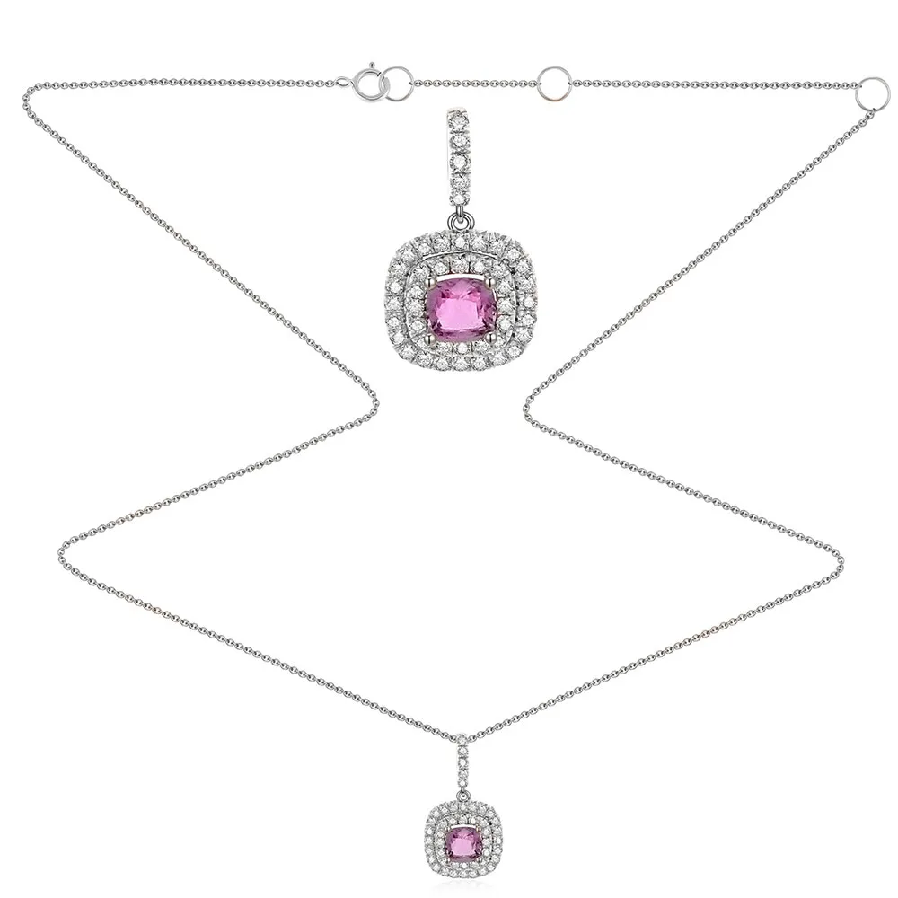 Colier din aur alb cu Diamant, Rubin