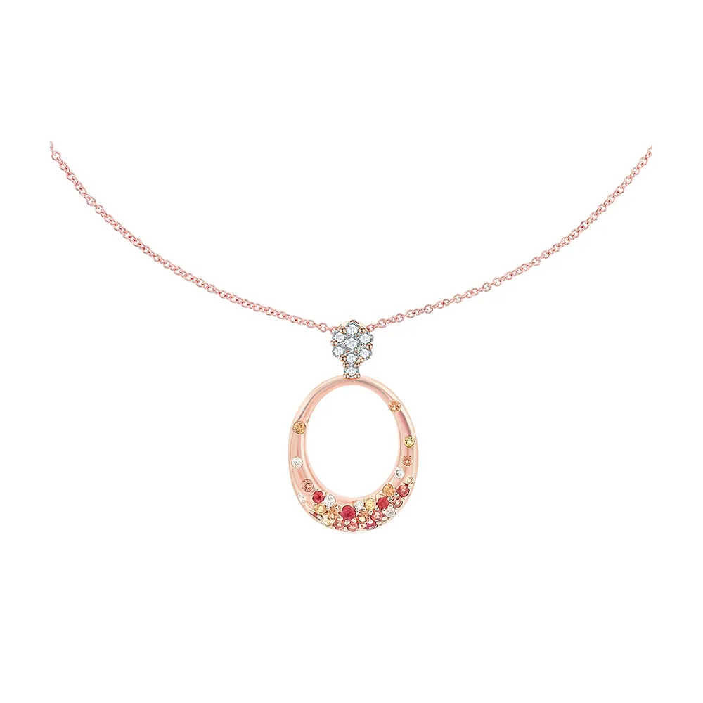 Colier din aur roșu cu Diamant, Safir Portocaliu și Safir galben
