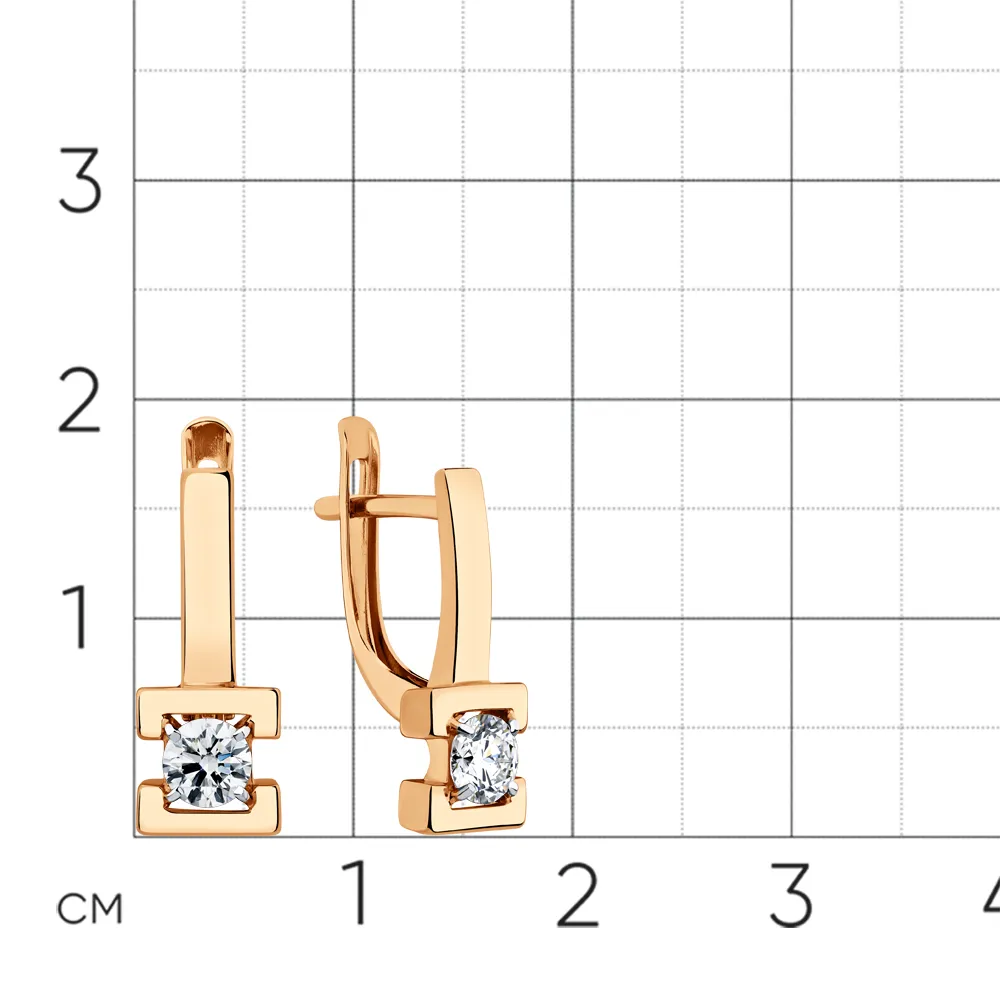 Cercei din aur roșu cu Cubic Zirconia Incolor