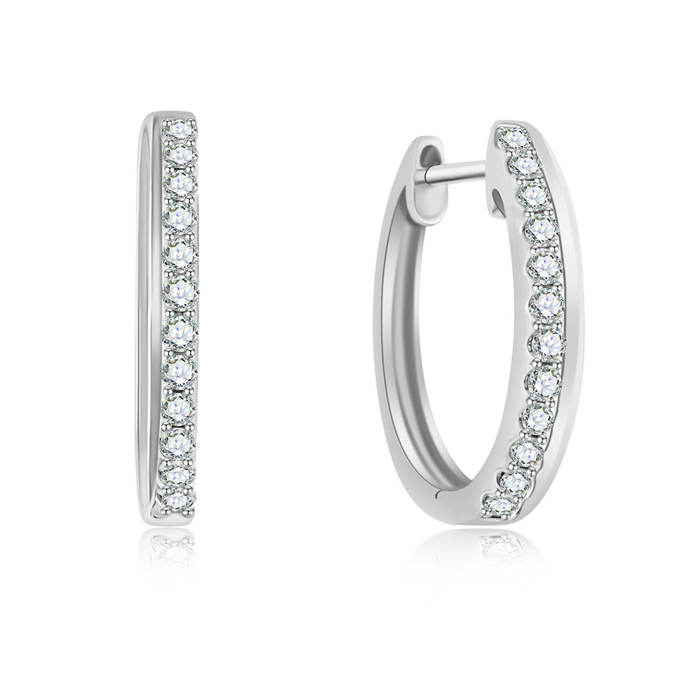 Серьги Конго из белого золота с камнями Бриллиант