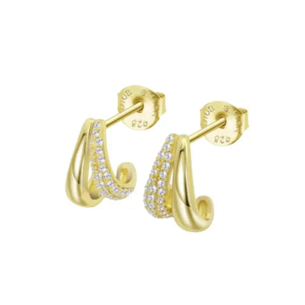 Cercei Pusete din argint placat cu aur  cu Cubic Zirconia Incolor