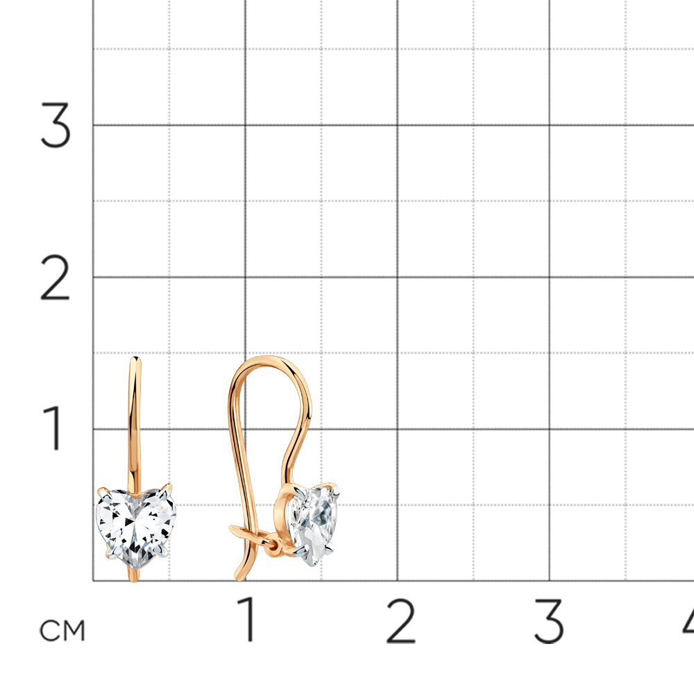 Cercei p-u copii din aur roșu cu pietre Cubic Zirconia Incolor