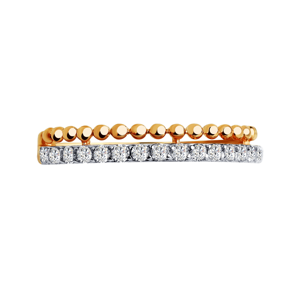 Inel din aur roșu cu pietre Cubic Zirconia Incolor