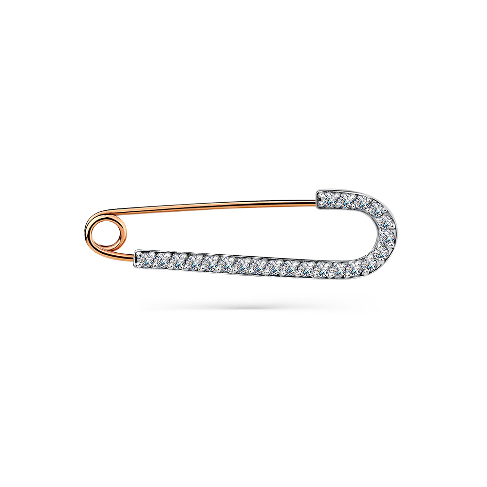 Broșă din aur roșu cu pietre Cubic Zirconia Incolor