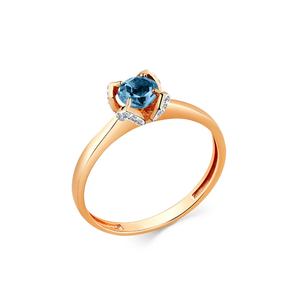 Inel din aur roșu cu Cubic Zirconia Incolor, Topaz London