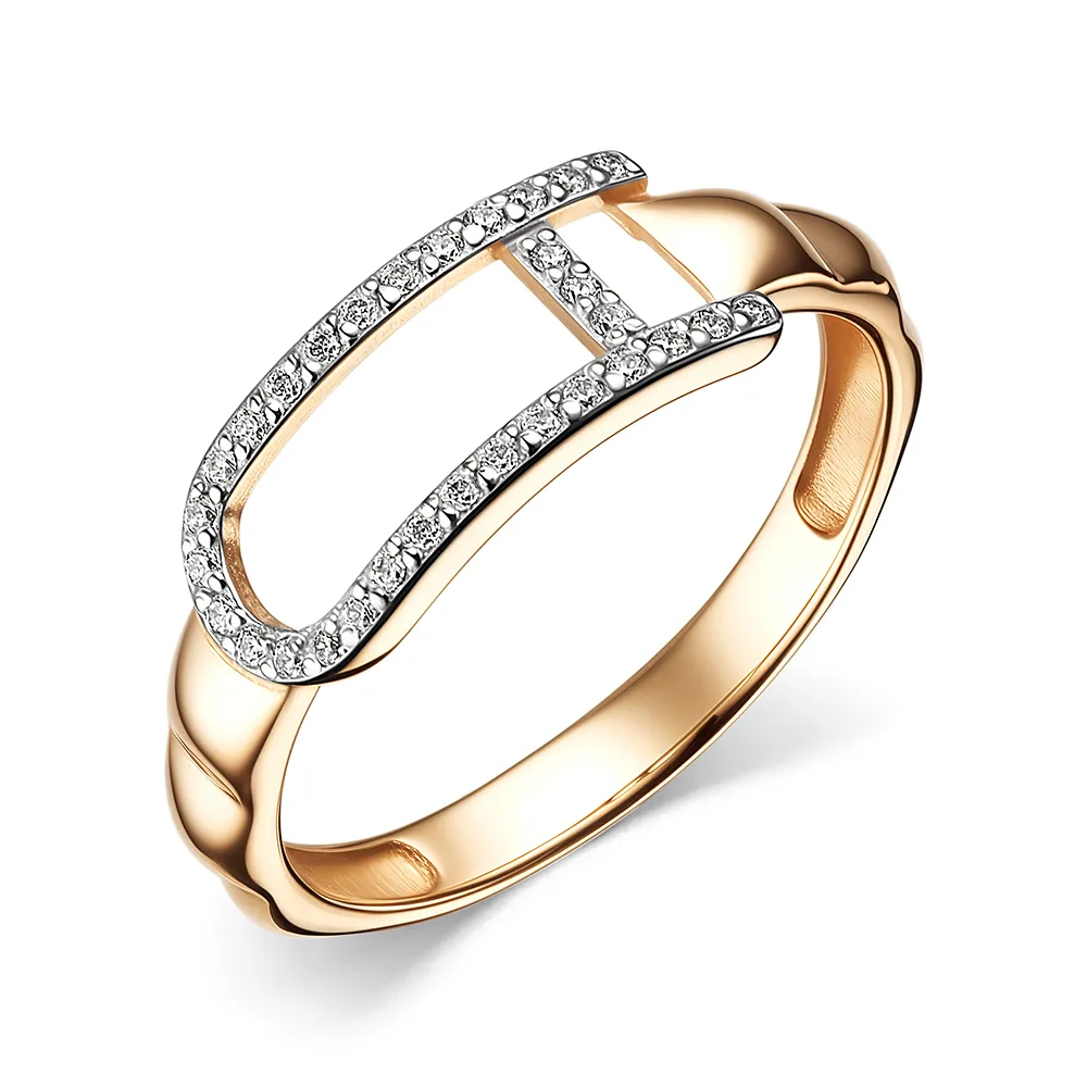 Inel din aur roșu cu Cubic Zirconia Incolor