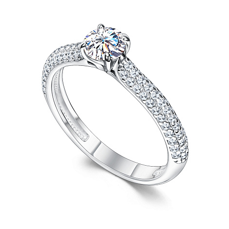 Кольцо из серебра с камнями Фианит, Муассанит