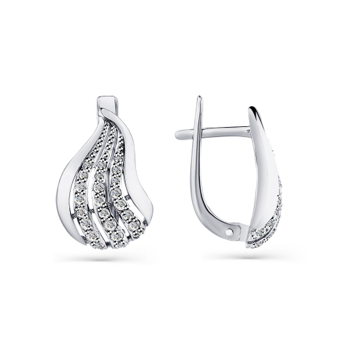 Cercei din aur alb cu pietre Cubic Zirconia Incolor
