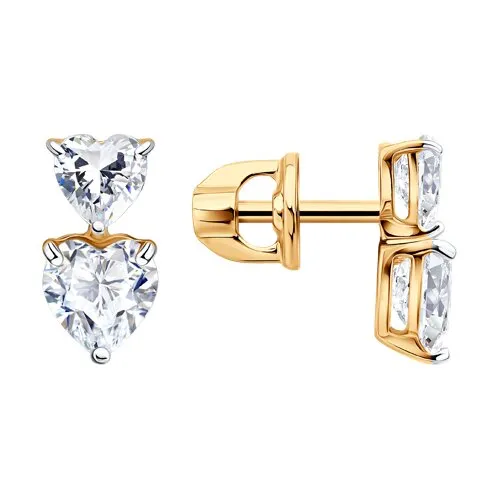 Cercei Pusete din aur roșu cu Cubic Zirconia Incolor