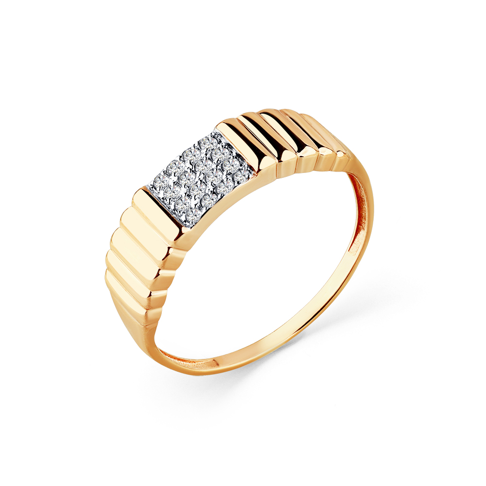 Inel din aur roșu cu pietre Cubic Zirconia Incolor