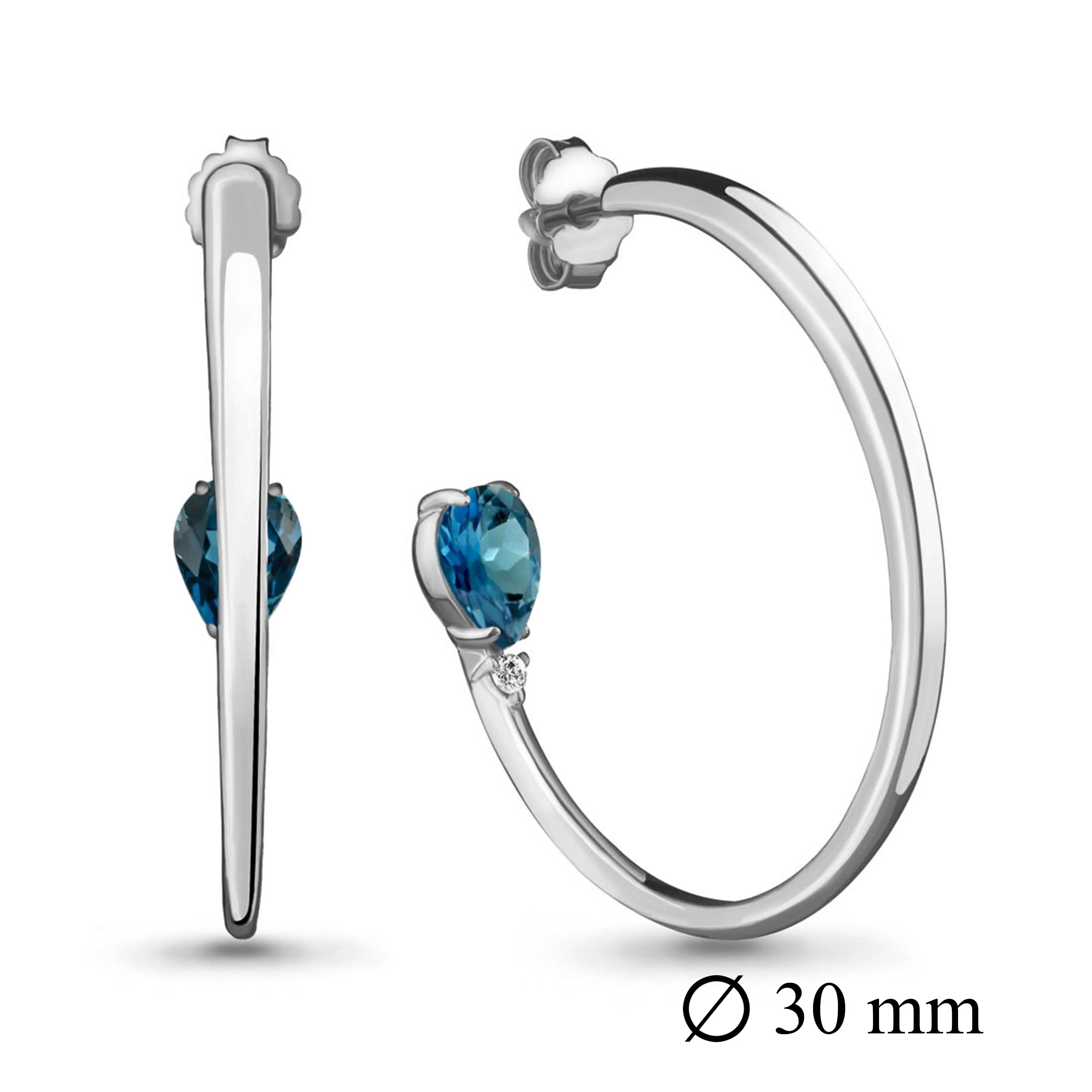 Cercei Pusete din argint cu Cubic Zirconia Incolor, Topaz London
