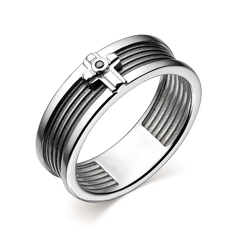 Кольцо из серебра с камнями Черный бриллиант