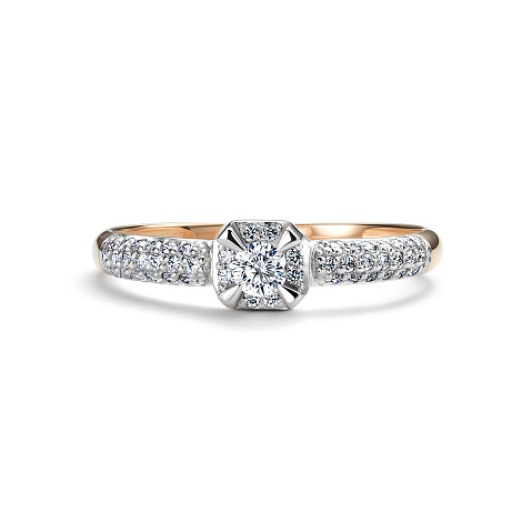 Кольцо из красного золота с камнями Бриллиант