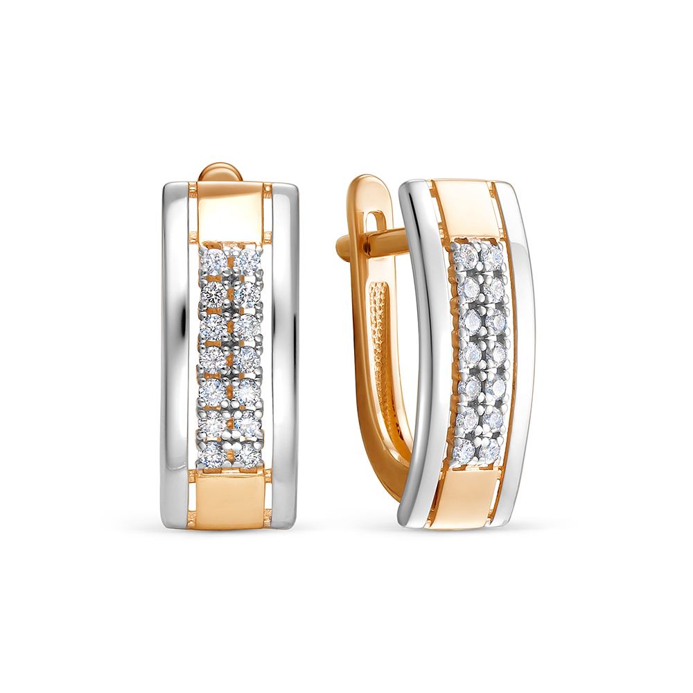 Серьги из красного золота с камнями Бриллиант