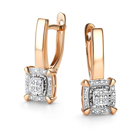 Серьги из красного золота с камнями Бриллиант