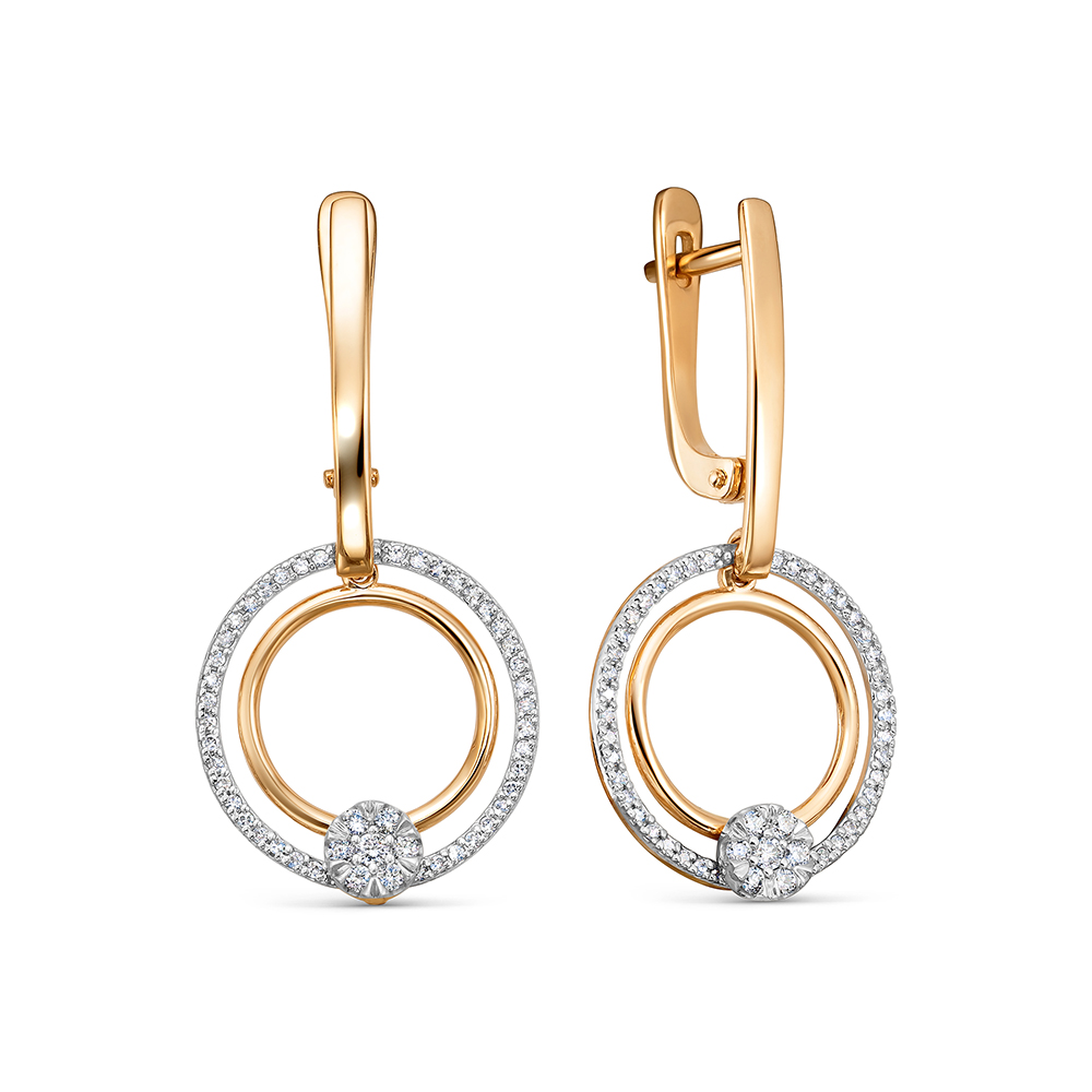 Cercei Suspendați din aur roșu cu pietre Diamant