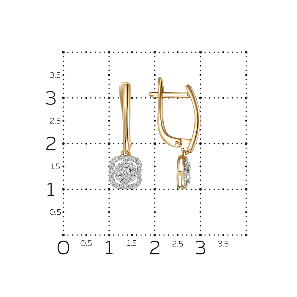 Cercei Suspendați din aur roșu cu pietre Diamant