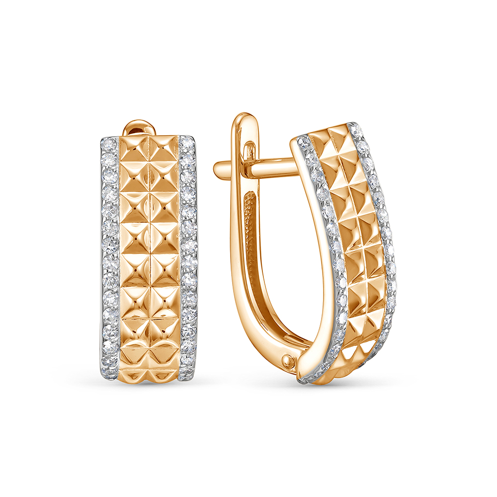 Cercei din aur roșu cu pietre Diamant