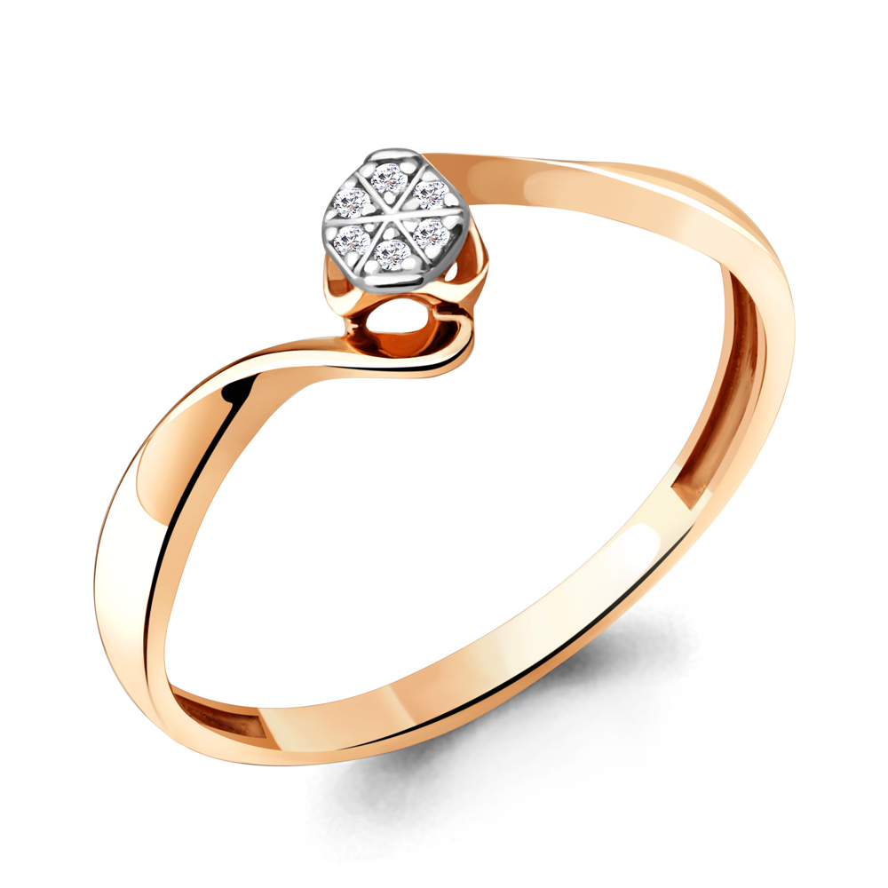 Кольцо из красного золота с камнями Бриллиант