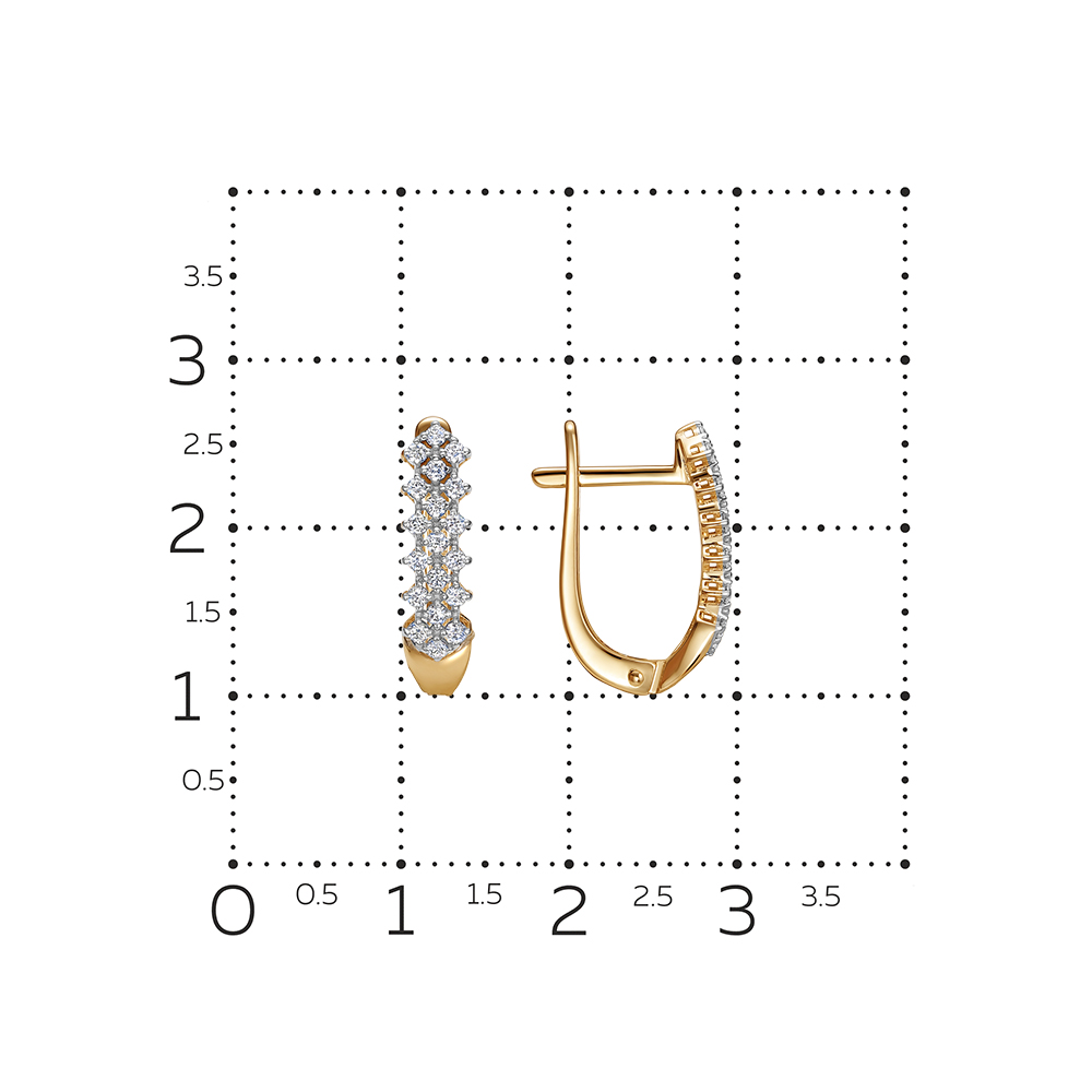 Cercei din aur roșu cu pietre Diamant