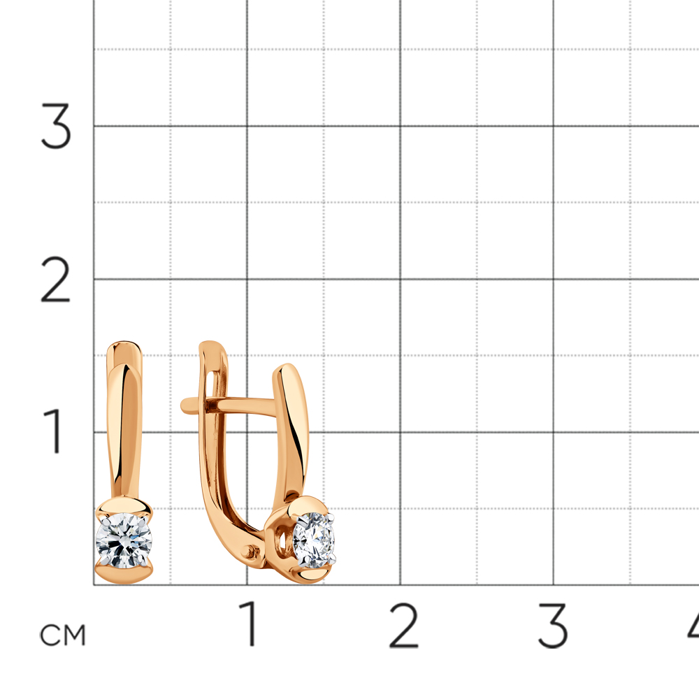 Cercei din aur roșu cu pietre Cubic Zirconia Incolor